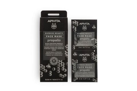Apivita Express Beauty Mascarilla Facial Negra Purificante y Equilibrante Própolis 2 x 8ml