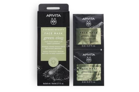 Apivita Express Beauty Mascarilla Facial Limpieza Profunda Green Clay 2 x 8ml