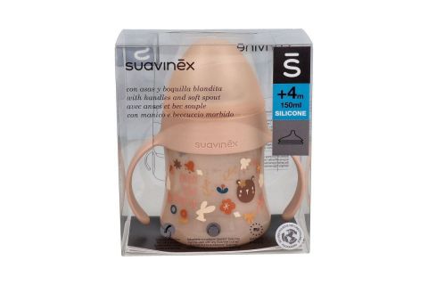 Suavinex Biberón con Asa Entrenamiento Silicona +4M 150ml