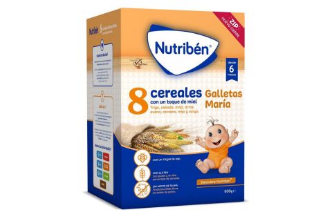 Nutribén Papilla 8 Cereales Con Un Toque De Miel Galletas María 600 gr