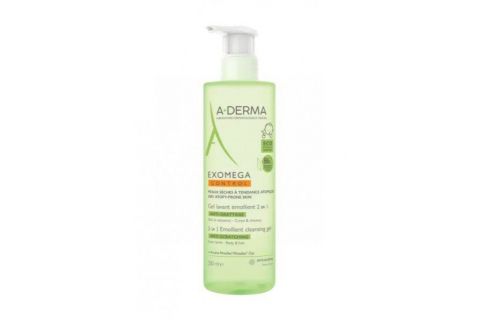 A-Derma Exomega Gel Limpiador Emoliente 2 en 1 Cuerpo y Cabello 500 ml
