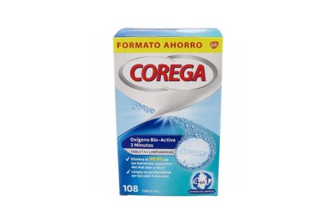 Corega Oxígeno Bio-Activo Limpieza Prótesis Dental 108 Tabletas