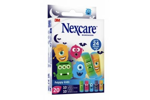 Nexcare Active Happy Kids Aposito Adhesivo Monsters 10 u 25 mm X 72 mm + 10 u 19 mm X 72 mm
