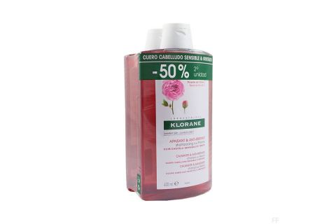 Klorane Pack Champú De Peonia Para Cuero Cabelludo Sensible 2x 400ml